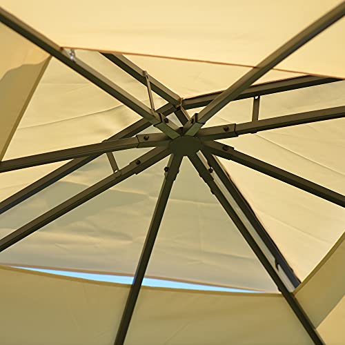 HENGHOLD 10x10FT Outdoor Double Roof Gazebo Canopy Aluminum Frame Grill Pergolas with Netting and Curtains for Garden,Patio,Lawns,Terraces,Parties