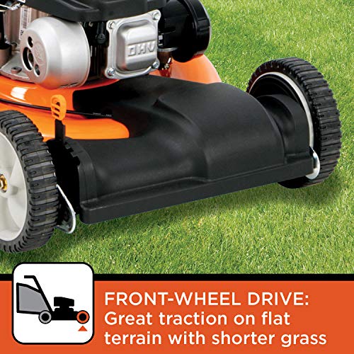 BLACK+DECKER 21 Inch 140cc 3-in-1 Gas Powered Front Wheel Drive Walk Behind Push Mower - Side Discharge, Mulching, and Bagging Capabilities, Black and Orange