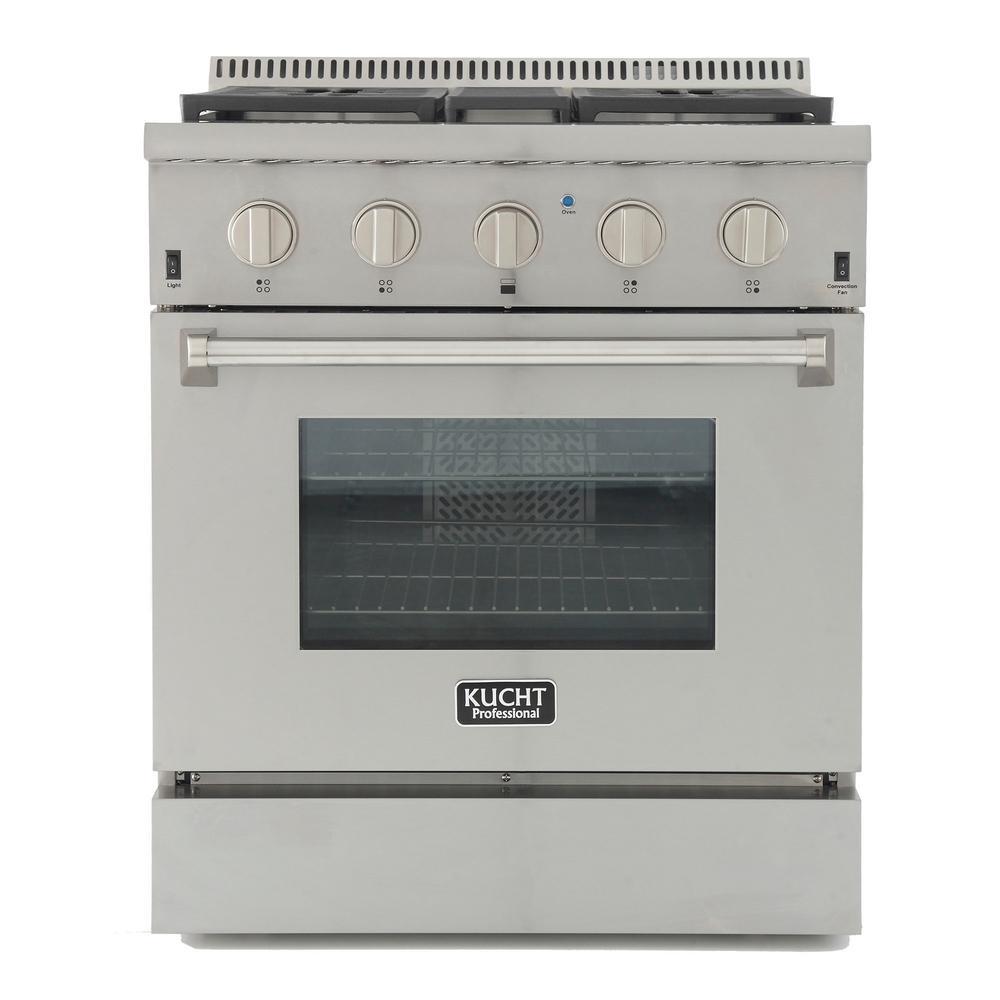 Kutch KRG3080U-S Pro-Style 30 in. 4.2 cu. ft. Natural Gas Range with Sealed Burners and Convection Oven in Stainless Steel New