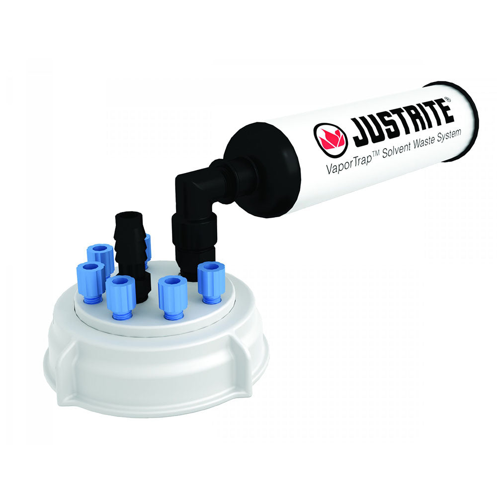 Justrite VaporTrap™ UN/DOT Cap with Filter Kit, 70mm Cap, 6 Ports 1/8'' OD Tubing, 1 Port 1/4