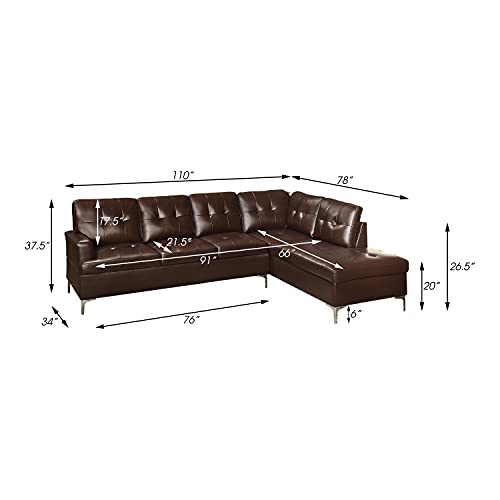 Lexicon Dani 2-Piece Faux Leather Tufted Sectional Sofa with Right Chaise, 110