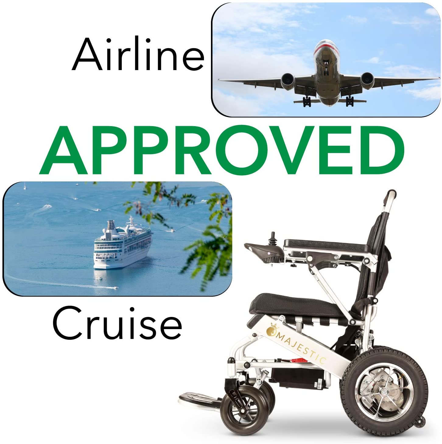 ComfyGO 601-7001 Majestic Fold & Travel Lightweight Electric Power Heavy Duty Wheelchair Scooter Silver New