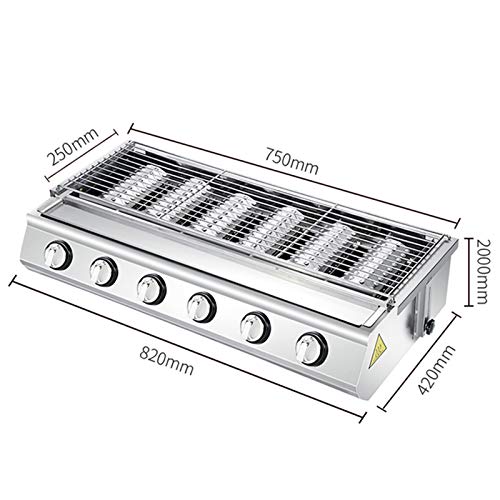 Gas Grill Commercial Stainless Steel Smokeless Barbecue Grill LPG Gas Barbecue Grill Field Energy-Saving Barbecue Grill