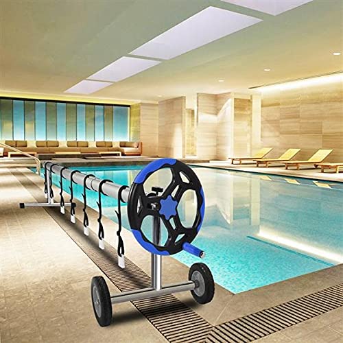 YiJiLi Pool Cover Reel Set 18 Feet Pool Solar Cover Reel for Inground Swimming Pool Aluminum Solar Swimming Inground Cover Blanket Reel (Color : Blue)