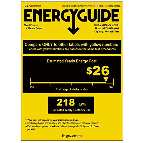 Midea MRC050S0AWW Chest Freezer, 5.0 Cubic Feet, White