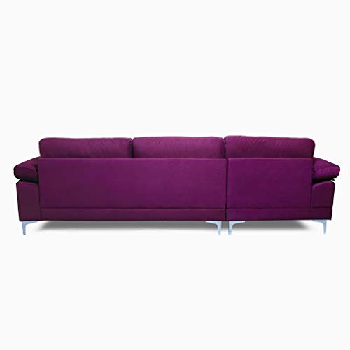 Sectional Couch for Living Room Sectional Sofa with Velvet Fabric and Hard Wood Frame L-Shape Sectional Sofa Couch Purple Sofa
