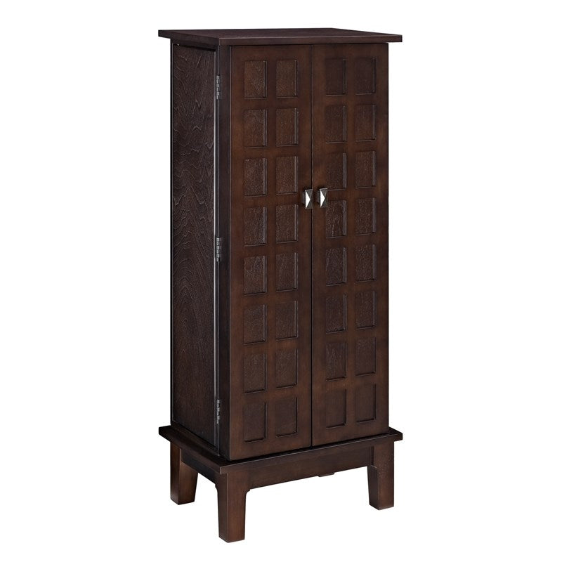 Double Door Jewelry Armoire in Brown