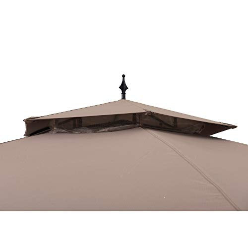 Sunjoy Havana 11 ft. x 13 ft. Brown Steel Hexagon Gazebo with 2-tier Khaki Dome Canopy