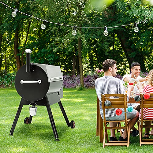 SÄKEE Wood Pellet Grill and Smoker, 795 SQ. IN. Cooking Area, Hopper Quick-Emptying, Digital Temperature Controls, 20 Pound Hopper