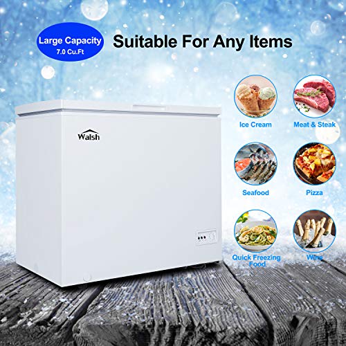 WALSH WSF70CWED01 Manual Defrost Deep Chest Freezer, Mechanical Temperature Control, 7.0 Cu.Ft, White, 7 Cu Ft