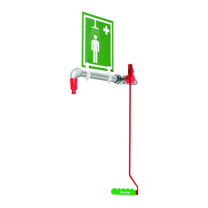 Justrite Ring Main Mount, Hughes Drench Shower, Galvanized Pipe