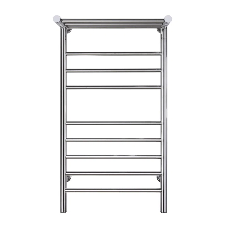 WarmlyYours TW-SUM08PS-HP 8 Bar and 3-Bar Heated Shelf Dual Connection Towel Warmer Polished Steel New