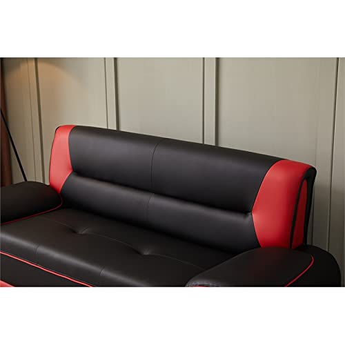 Kingway Furniture Lilian Faux Leather Livingroom Sofa in BlackRed