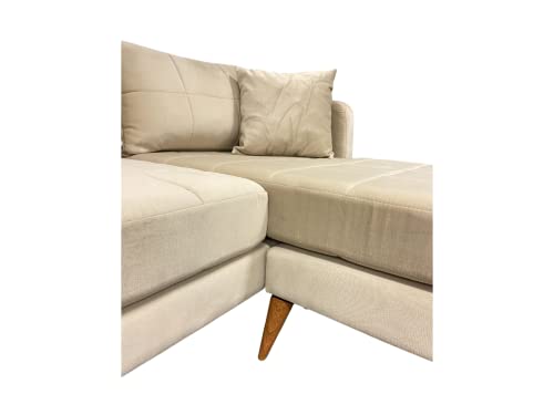 Chelsea Reversible Sectional Sofa Chaise Fabric L-Shape 89'' Wide Firm Retro Mid Century Modern Couch for Small to Medium Size Living Room (Beige)