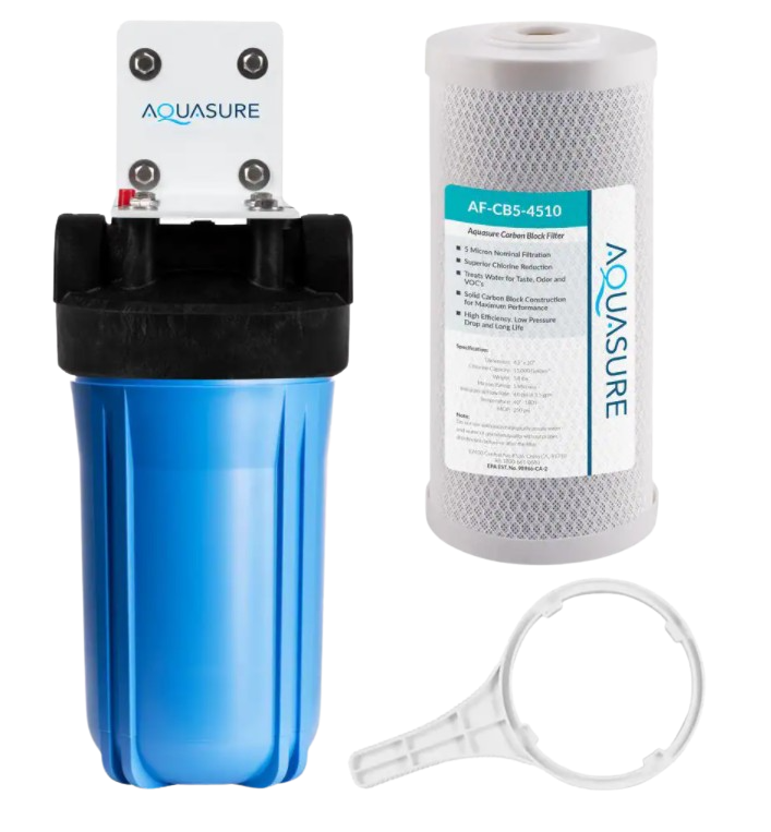 Aquasure AS-F110CB5 Fortitude V Series 10 Inch High Flow Whole House 5 Micron Carbon Block Water Filter New