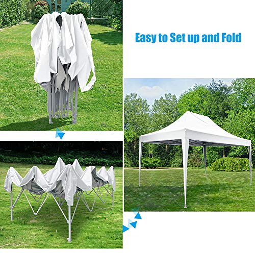 Quictent Privacy 10x15 EZ Pop Up Canopy Tent Instant Outdoor Folding Party Tent with Sidewalls, Mesh Windows Roller Bag Waterproof -5 Colors (White)
