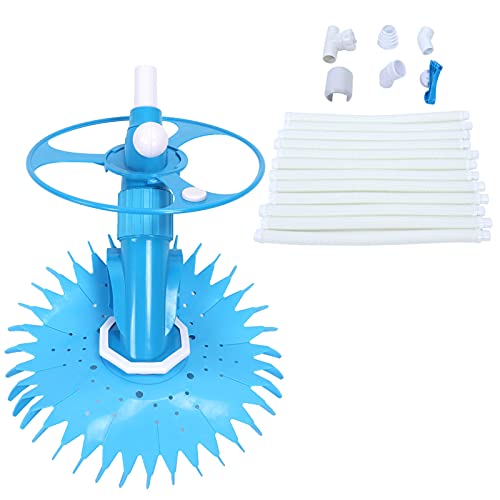 Automatic Pool Vacuum Cleaner, Plastic Easy to Assemble Pool Vacuum Cleaner Powerful Suction New Upgraded Hose Low Noise Automatic Pool Cleaner for Underground Swimming Pools Floor Wall Step