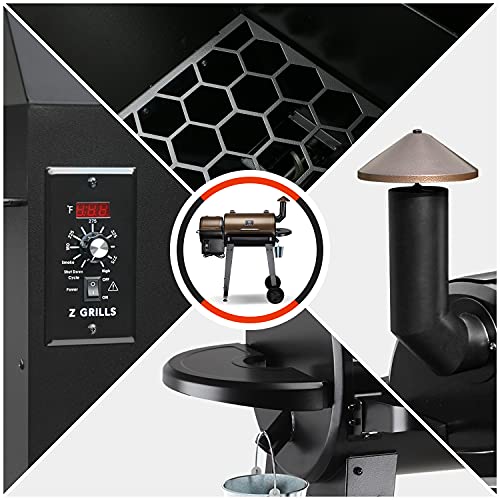 Z GRILLS ZPG-450A 2020 Upgrade Wood Pellet Grill & Smoker 6 in 1 BBQ Grill Auto Temperature Control, 450 Sq in Bronze