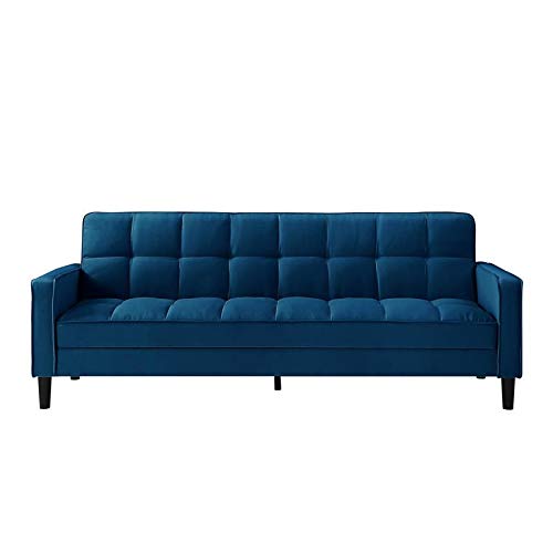 Posh Living Loft Lyfe Toyah Linen Fabric Convertible Sleeper Sofa in Blue