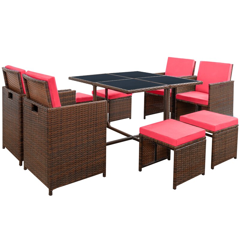 Angelos 9 Piece Dining Set with Cushions