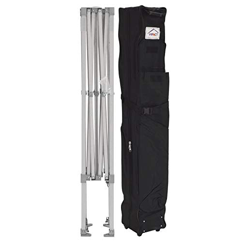 Impact Canopy 10' x 10' Pop-Up Canopy Tent, Straight Leg Gazebo Shelter with Steel Frame, Solid Sidewalls, Roller Bag, Base Weights, Red