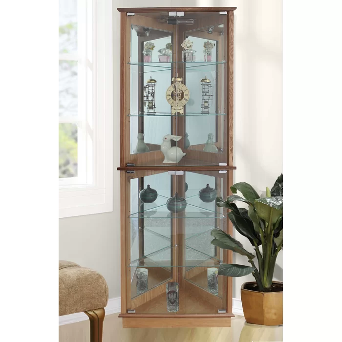 Olivian 26'' Wide Mirrored Back Curio Cabinet with Lighting