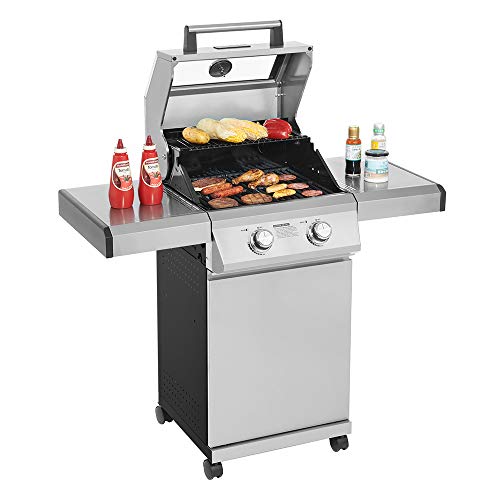 Monument Grills 14633 2-Burner Stainless Steel Liquid Propane Gas Grill with Clear View Lid, LED Controls