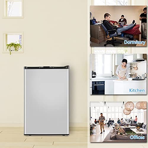 YZJC Upright Freezer, 3.0 Cubic Feet, Single Door Compact Mini Freezer with Reversible Stainless Steel Door, Adjustable Thermostat & Leveling Leg, Ideal for Home/Hotel/Apartment/Office(Silver)