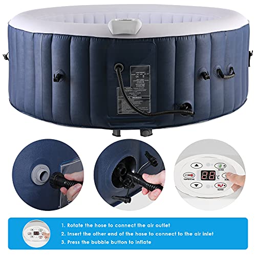 streakboard Inflatable Hot Tub with Air Jet System - Built in Heater & Air Pump, Portable Massage Spa Set with 120 Bubble Jets, Tub Cover, Filter Cartridge & Safety Key, for Patio, Backyard, Garden
