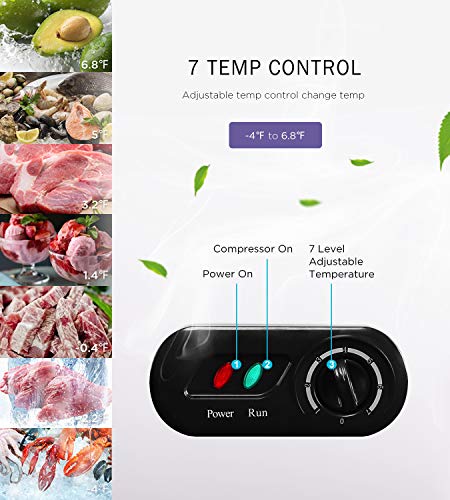 ADT Chest Freezer Free-Standing Freezers 6.8℉ to -4℉ (Black, 7.0 Cubic Feet)