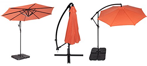 Coolaroo Cantilever Umbrella, Freestanding Patio Shade Umbrella, 90% UV Block, Round 10' with Two Position Tilt, Terracotta