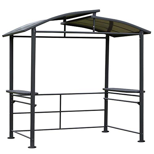 Outsunny 8' x 5' Grill Gazebo Outdoor BBQ Gazebo Canopy with Side Shelves Great Ventilation PC Board
