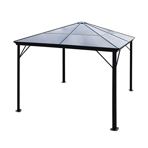 Great Deal Furniture Halley Outdoor 10 x 10 Foot Black Rust Proof Aluminum Framed Hardtop Gazebo (No Curtains)