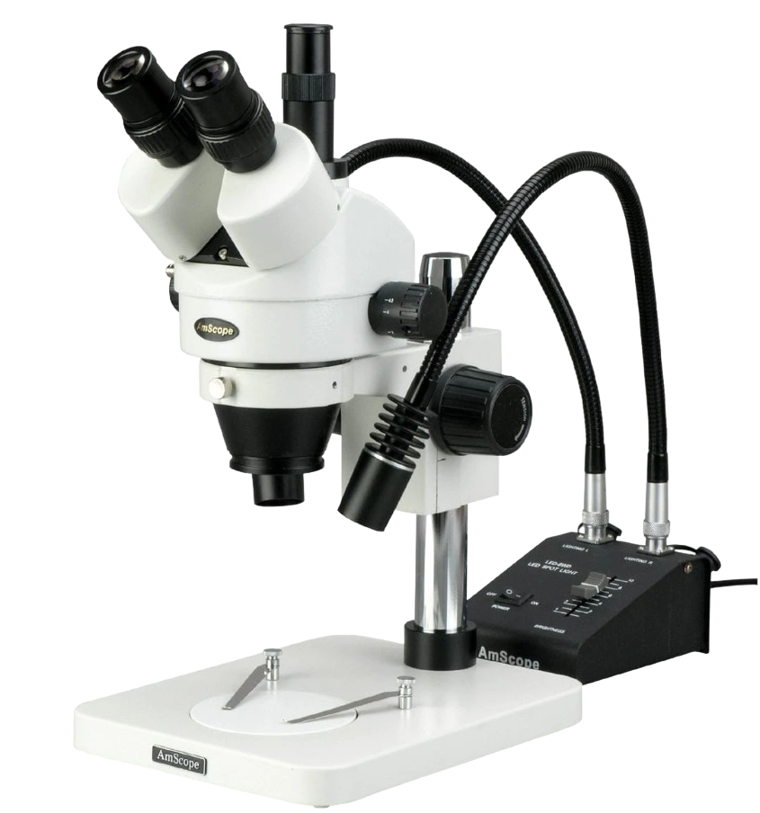 Amscope SM-1TSW2-L6W 3.5X - 225X Trinocular Inspection Zoom Stereo Microscope with Gooseneck LED Lights New