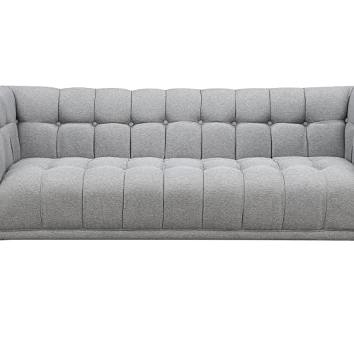 AC Pacific Sara Button Tufted Upholstered Living Room Sofa, Gray