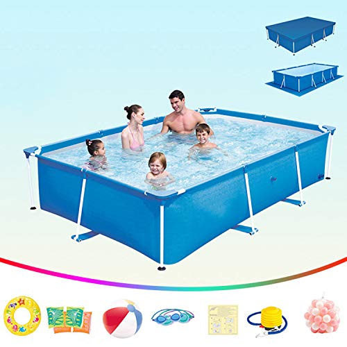 Yinhai Metal Frame Steel Tube Rectangular Square Swimming Pool Set Pipe Rack Pond Large Bracket Above Ground Filter Summer Play Swimming Pool,25917061 cm