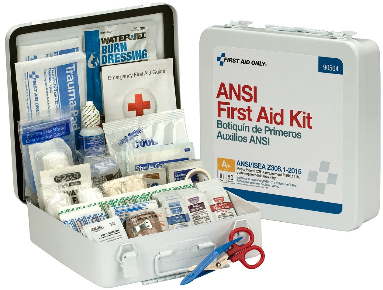 First Aid Only 50 Person Bulk First Aid Metal Kit, Weatherproof ANSI A+, Type III (3 per order)