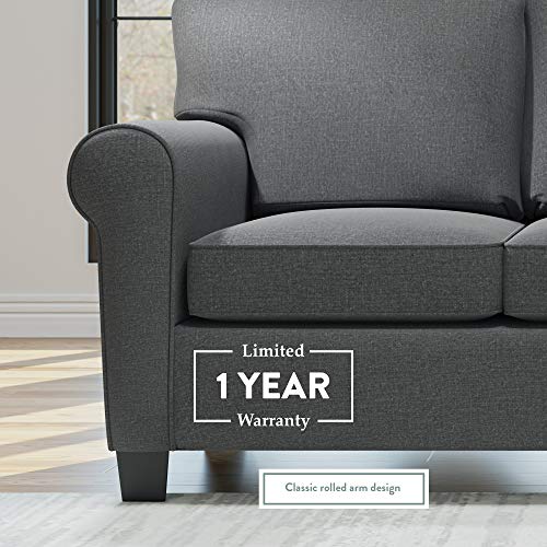 Edenbrook Willow Upholstered Loveseat with Rolled Arms – Contemporary, Casual, Cozy, and Comfortable, Sofa, Misty Gray, EH0007SOF00LG