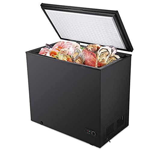 R.W.Flame Chest Freezer,Deep Freezer 7.0 Cubic Feet,Adjustable Temperature,Energy Saving,Top open Door Compact Freezer,Black