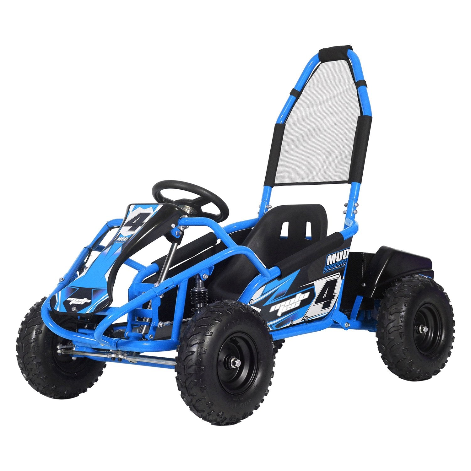 MotoTec Mud Monster Kids Electric 48v 1000w Blue Go Kart Full Suspension