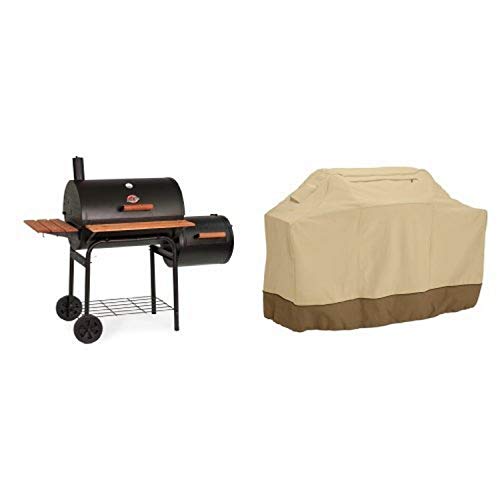 Char-Griller 1224 Smokin Pro 830 Square Inch Charcoal Grill with Side Fire Box with Classic Accessories Cover