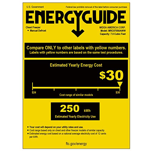 Midea MRC070S0AWW Chest Freezer, 7.0 Cubic Feet, White