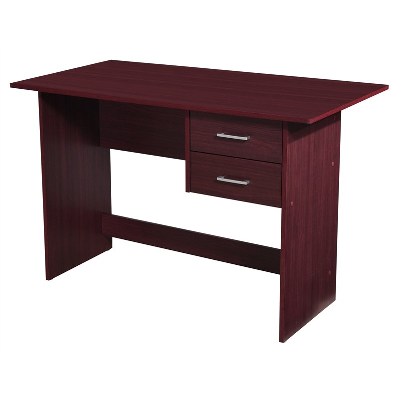 Writing Wooden Desk with Two Drawers in Mahogany Finish