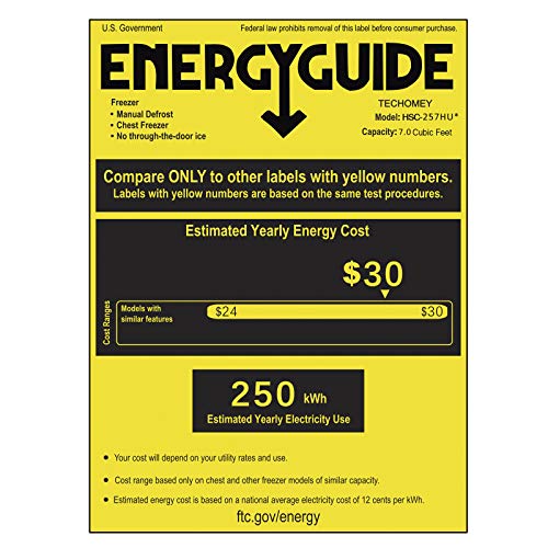 Techomey Chest Freezer 7 CU. FT, Free-Standing Top Open Door, Deep Freezer with Adjustable Thermostat Control&Removable Baskets, White