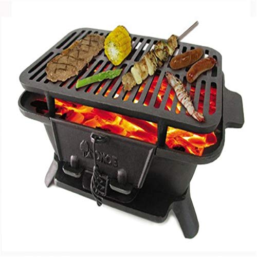 Cast Iron Sportsman's Grill, Heavy-Duty Park-Style Large Charcoal Style Grill, Suitable for Camping Picnic Fishing Hiking Garden