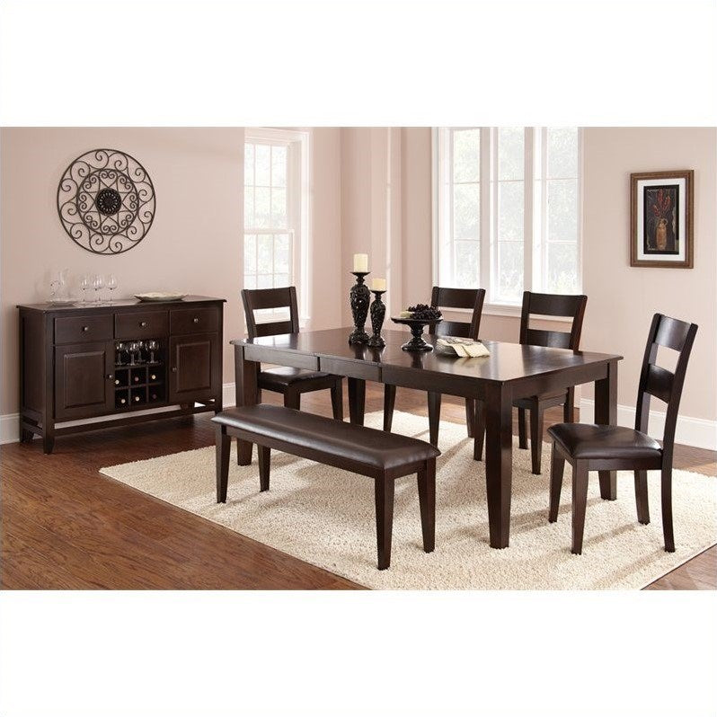 5 Piece Rectangular Dining Table Set in Espresso