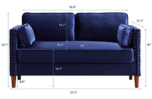 Cotoala 2 Piece Living Room Sectional Sofa Sets, Modern Upholstered Couch Furniture, One Three-Seat Chair & Loveseat, 2+3, Blue