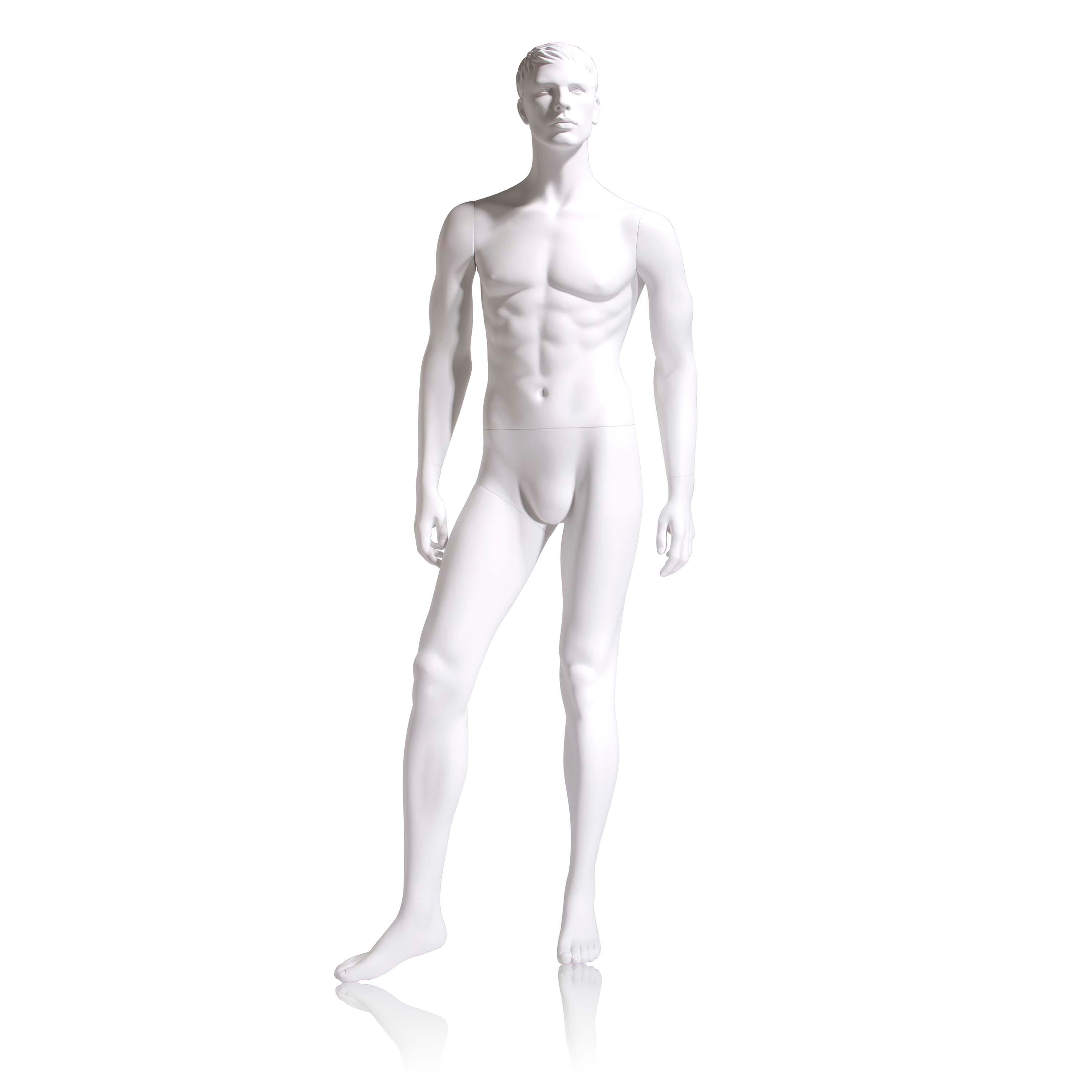 Econoco Male Mannequin - Molded Head, Hands Behind Back, Legs Straight