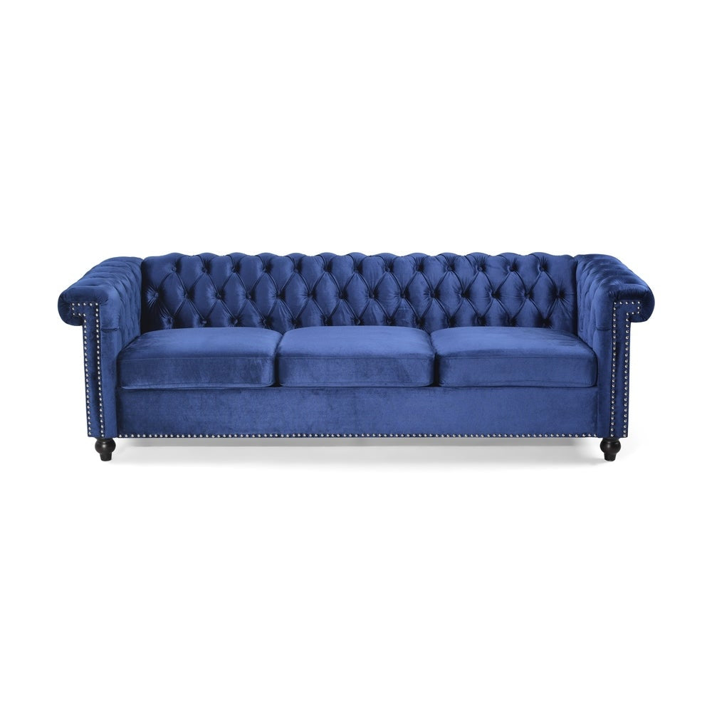 Parkhurst Tufted Chesterfield Velvet 3 Seater Sofa by Christopher Knight Home