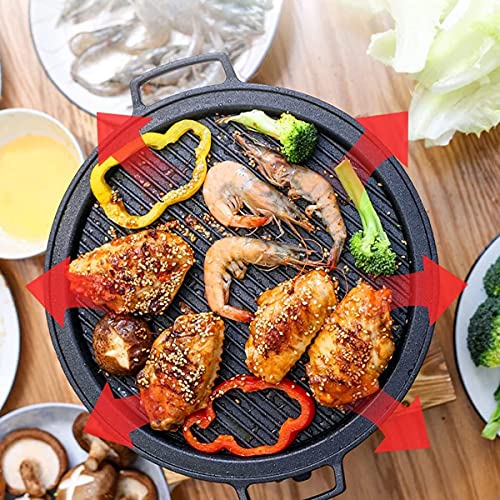 WDSZXH Portable Barbecues Charcoal Grill Cast Iron Portable BBQ Grill Desk Tabletop Smoker BBQ Home Outdoor Barbecue Tool with Grill Pan Cast Iron Grill (Color : Black, Size : 25x18cm)